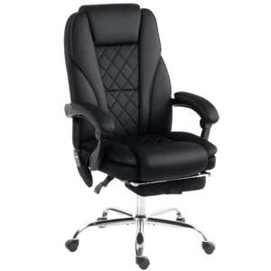 Ergonomischer Bürostuhl Mit Massagefunktion, Fußstütze, Drehbar, Rollbar, Schwarz
