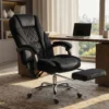 Ergonomischer Bürostuhl Mit Massagefunktion, Fußstütze, Drehbar, Rollbar, Schwarz