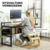 Ergonomischer Kniestuhl, Kniehocker Mit 6 Verstellbaren Einstellungen, Basis Aus Holz Cremeweiß