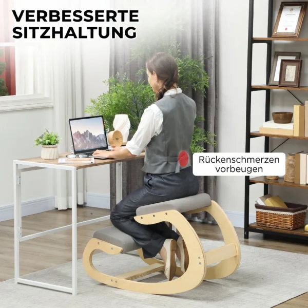 Ergonomischer, Schaukelnder Kniehocker Für Homeoffice, Zur Verbesserung Der Körperhaltung, Hellgrau