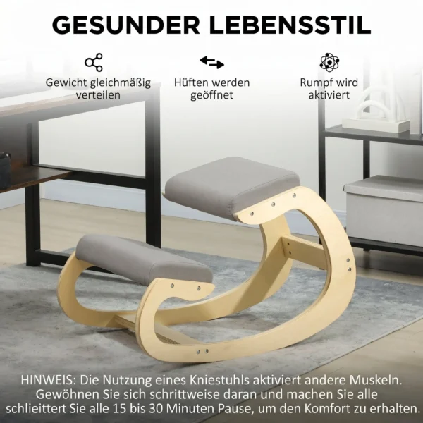 Ergonomischer, Schaukelnder Kniehocker Für Homeoffice, Zur Verbesserung Der Körperhaltung, Hellgrau
