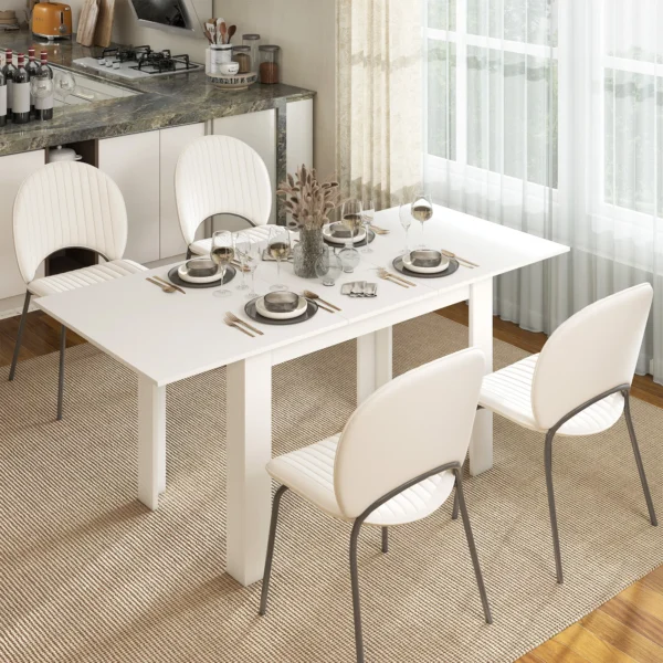 Esstisch Ausziehbar, 140/180 X 80 Cm Küchentisch Für 6 8 Personen, Für Küche, Esszimmer, Weiß