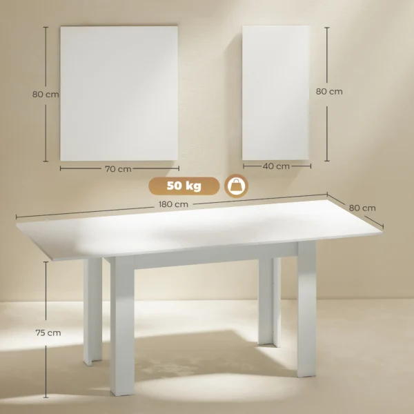 Esstisch Ausziehbar, 140/180 X 80 Cm Küchentisch Für 6 8 Personen, Für Küche, Esszimmer, Weiß