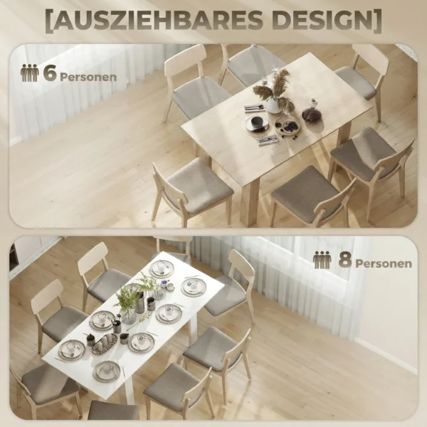 Esstisch Ausziehbar, 140/180 X 80 Cm Küchentisch Für 6 8 Personen, Für Küche, Esszimmer, Weiß