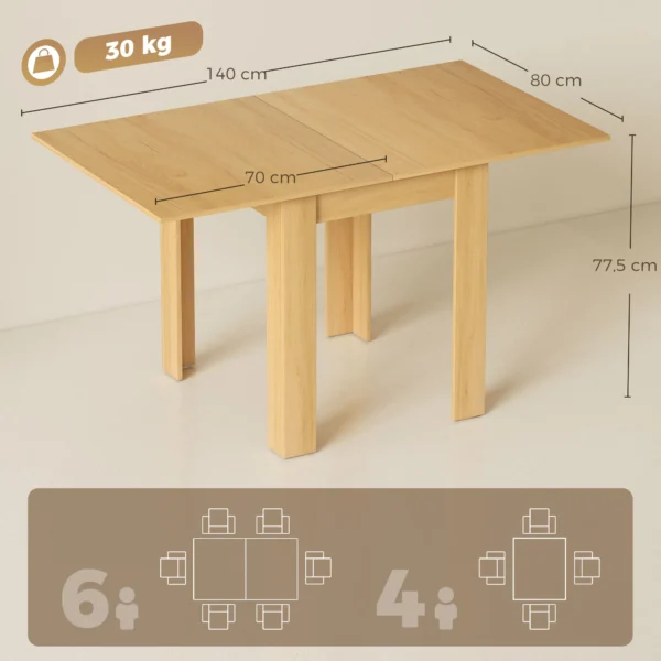 Esstisch Ausziehbar 70/140 X 80 Cm Moderner Esszimmertisch Für 4–6 Personen Platzsparend Für Küche Esszimmer