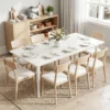 Esstisch Für 8 Personen, Moderner Küchentisch Mit Massivholzbeinen, 180 Cm, Creme