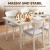 Esstisch Für 8 Personen, Moderner Küchentisch Mit Massivholzbeinen, 180 Cm, Creme