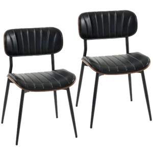 Esszimmerstühle 2er Set Küchenstühle Moderne Polsterstuhl Mit Sitzfläche Aus Kunstleder, Geschwungener Rückenlehne