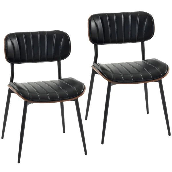 Esszimmerstühle 2er Set Küchenstühle Moderne Polsterstuhl Mit Sitzfläche Aus Kunstleder, Geschwungener Rückenlehne