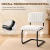 Esszimmerstühle 2er Set Modern Freischwinger Stuhl Mit Hoher Rückenlehne, Teddyfleece Optik Für Küche, Esstisch Creme