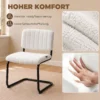 Esszimmerstühle 2er Set Modern Freischwinger Stuhl Mit Hoher Rückenlehne, Teddyfleece Optik Für Küche, Esstisch Creme