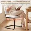 Esszimmerstühle 2er Set Modern Freischwinger Stuhl Mit Hoher Rückenlehne, Teddyfleece Optik Für Küche, Esstisch Creme