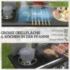 Fahrbarer Gasgrill Mit Stauraum, Seitentisch, Seitenbrenner, Warmhalterost, Thermometer, Edelstahl, Schwarz