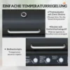 Fahrbarer Gasgrill Mit Stauraum, Seitentisch, Seitenbrenner, Warmhalterost, Thermometer, Edelstahl, Schwarz