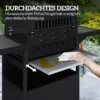 Fahrbarer Gasgrill Mit Stauraum, Seitentisch, Seitenbrenner, Warmhalterost, Thermometer, Edelstahl, Schwarz