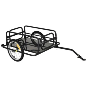 Fahrradanhänger Lastenanhänger Für Fahrrad 40 kg Belastbarkeit Transportanhänger Handwagen Kupplung Stahl Schwarz 139 X 71,5 X 49 Cm