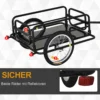 Fahrradanhänger Lastenanhänger Für Fahrrad 40 kg Belastbarkeit Transportanhänger Handwagen Kupplung Stahl Schwarz 139 X 71,5 X 49 Cm