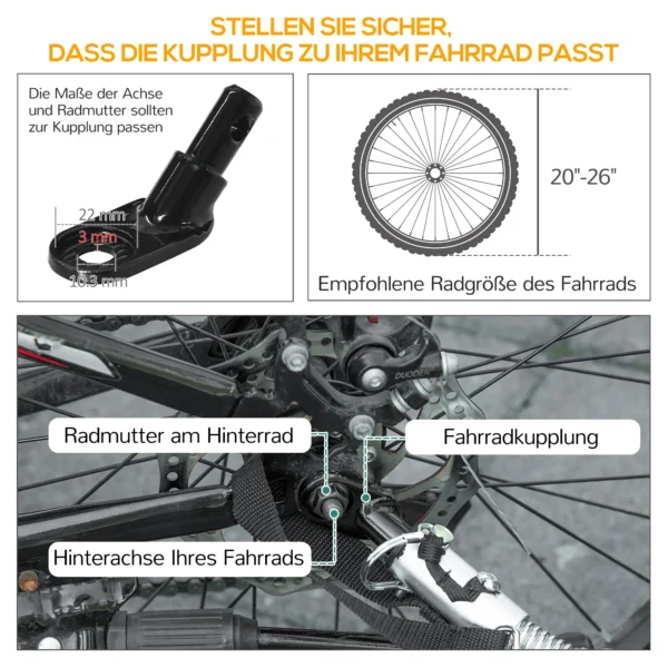 Fahrradanhänger Lastenanhänger Für Fahrrad 40 kg Belastbarkeit Transportanhänger Handwagen Kupplung Stahl Schwarz 139 X 71,5 X 49 Cm