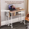 Faltbarer Schreibtisch, Zum Beistelltisch Umwandelbar, Offenes Regal, Natur