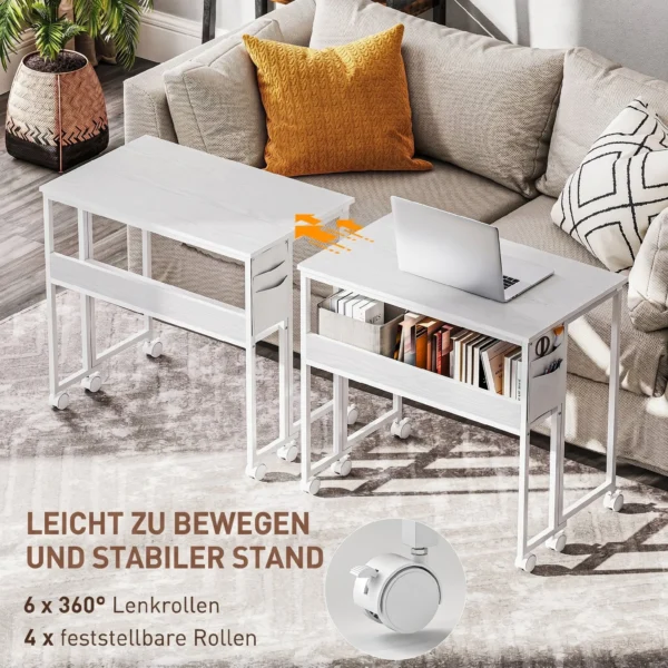 Faltbarer Schreibtisch, Zum Beistelltisch Umwandelbar, Offenes Regal, Weiß