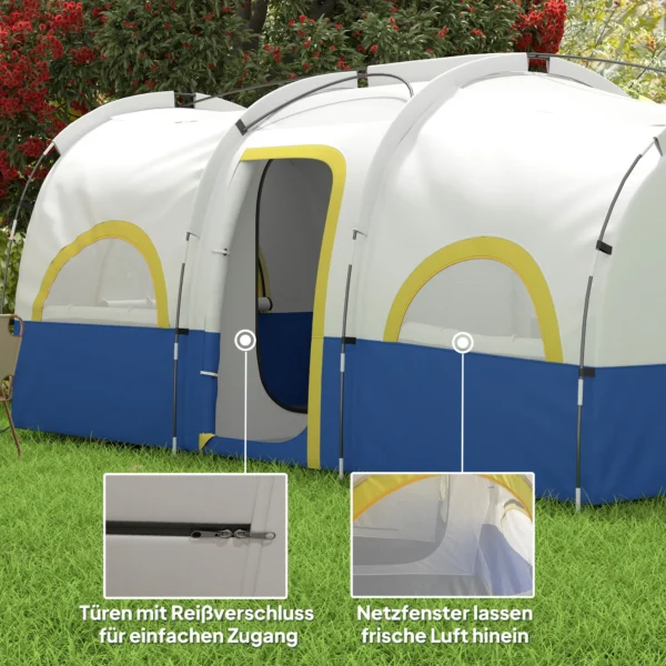 Familien Campingzelt, 2 Schlafzimmer, Zentraler Raum, Wasserdicht, Blau