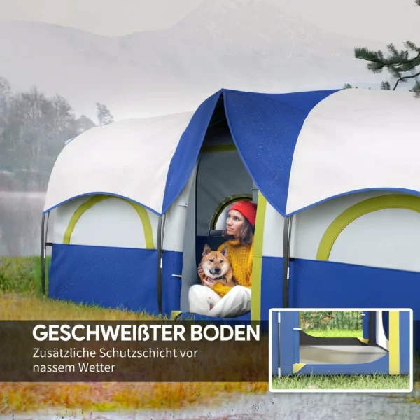 Familien Campingzelt, 2 Schlafzimmer, Zentraler Raum, Wasserdicht, Blau