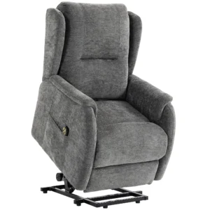Fernsehsessel Relaxsessel Mit Aufstehhilfe Für Senioren, Chenille Optik, Mit Fernbedienung Und Seitentaschen, Dunkelgrau