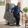 Fernsehsessel Relaxsessel Mit Aufstehhilfe Für Senioren, Chenille Optik, Mit Fernbedienung Und Seitentaschen, Dunkelgrau
