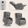 Fernsehsessel Relaxsessel Mit Aufstehhilfe Für Senioren, Chenille Optik, Mit Fernbedienung Und Seitentaschen, Dunkelgrau