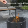 Feuerschale, Rauchfrei, Mit Funkenschutz, Schürhaken, Metall, Ø38x27 Cm, Dunkelgrau