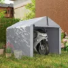 Garagenzelt 2,2 X 1,6 M Wasserdicht Gerätezelt Mit Rolltür Satteldach Stahlrahmen, UV beständig Hellgrau
