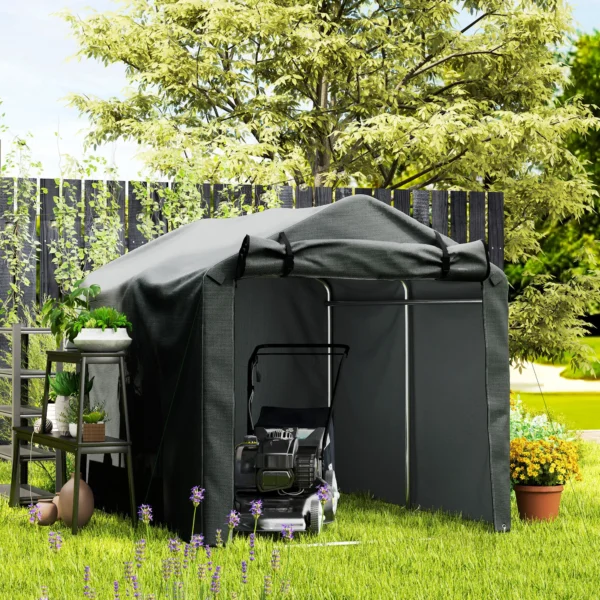 Garagenzelt, Wasserdicht Zeltgarage Mit Tür, UV beständig 220 X 157 X 165 Cm Dunkelgrau