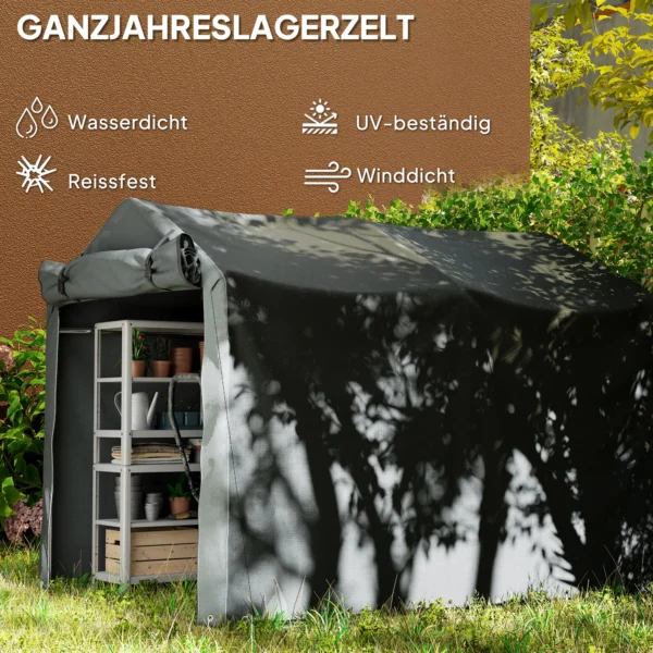 Garagenzelt, Wasserdicht Zeltgarage Mit Tür, UV beständig 220 X 157 X 165 Cm Dunkelgrau