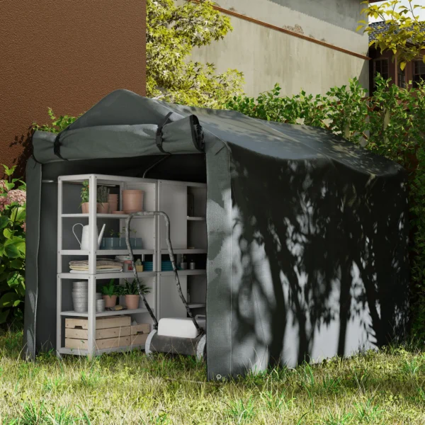 Garagenzelt, Wasserdicht Zeltgarage Mit Tür, UV beständig 220 X 157 X 165 Cm Dunkelgrau