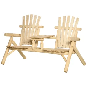 Gartenbank Kombination Für 2 Personen, Integrierter Tisch, Naturholz, 157 X 88 X 103 Cm