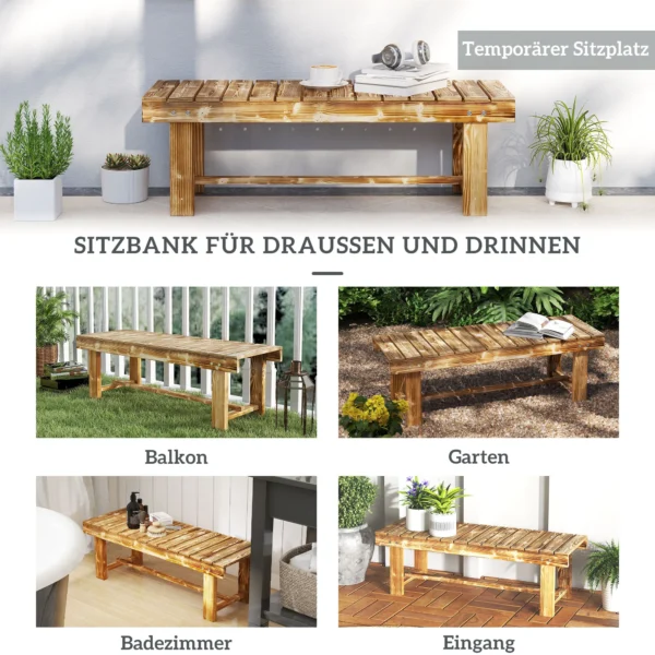Gartenbank, Sitzbank, Für 2 Personen, Rustikal, 110 X 38 X 35 Cm, Dunkelbraun