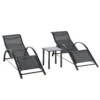 Gartenlounge Set, 2 Liegen Mit Beistelltisch, Atmungsaktiver Stoff, Stabiler Metallrahmen, Schwarz