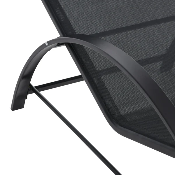 Gartenlounge Set, 2 Liegen Mit Beistelltisch, Atmungsaktiver Stoff, Stabiler Metallrahmen, Schwarz