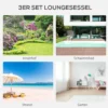 Gartenlounge Set, 2 Liegen Mit Beistelltisch, Atmungsaktiver Stoff, Stabiler Metallrahmen, Schwarz