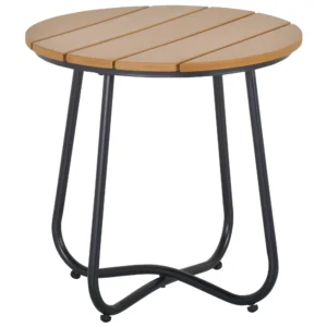 Gartentisch Rundtisch Elegant Gartenmöbel Stabil Verstellbare Füße Dekoration Garten Terrasse Wohnzimmer Stahlboden Braun Ø49 X 48H Cm