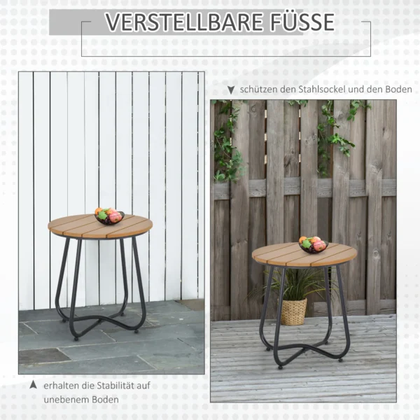 Gartentisch Rundtisch Elegant Gartenmöbel Stabil Verstellbare Füße Dekoration Garten Terrasse Wohnzimmer Stahlboden Braun Ø49 X 48H Cm