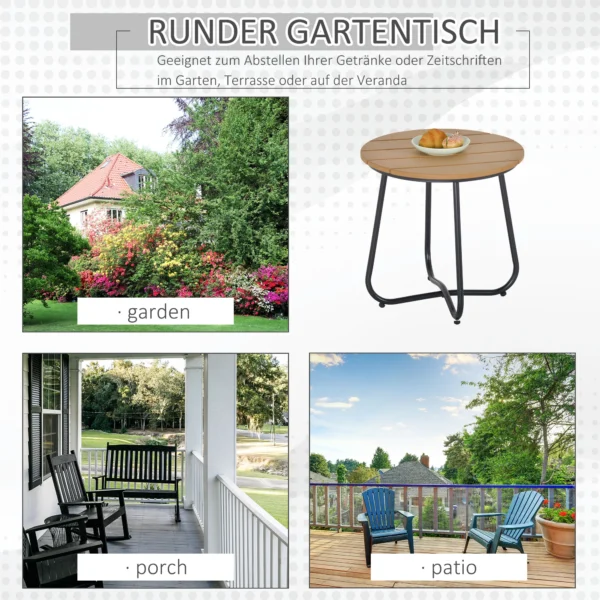 Gartentisch Rundtisch Elegant Gartenmöbel Stabil Verstellbare Füße Dekoration Garten Terrasse Wohnzimmer Stahlboden Braun Ø49 X 48H Cm