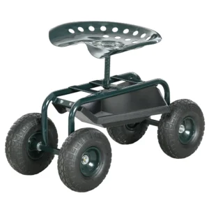 Gartenwagen Mit Sitz, Drehbar, Höhenverstellbar, Bis 150 Kg, Stahl, Dunkelgrün