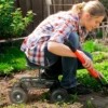 Gartenwagen Mit Sitz, Drehbar, Höhenverstellbar, Bis 150 Kg, Stahl, Dunkelgrün
