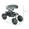 Gartenwagen Mit Sitz, Drehbar, Höhenverstellbar, Bis 150 Kg, Stahl, Dunkelgrün