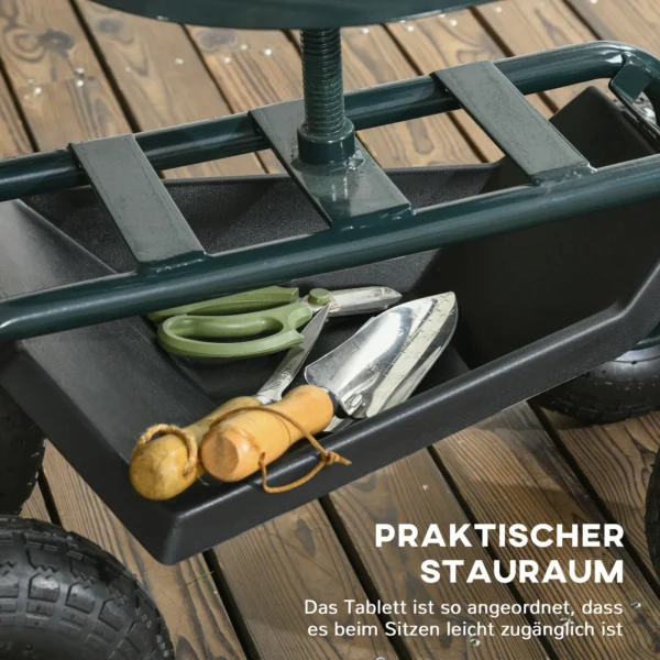 Gartenwagen Mit Sitz, Drehbar, Höhenverstellbar, Bis 150 Kg, Stahl, Dunkelgrün