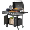 Gasgrill 15,2 KW Grillwagen Inkl 5 Edelstahl Brenner Rolle Seitenkocher 129,5 X 56 X 110 Cm Schwarz