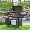 Gasgrill 15,2 KW Grillwagen Inkl 5 Edelstahl Brenner Rolle Seitenkocher 129,5 X 56 X 110 Cm Schwarz