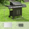 Gasgrill 15,2 KW Grillwagen Inkl 5 Edelstahl Brenner Rolle Seitenkocher 129,5 X 56 X 110 Cm Schwarz