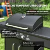 Gasgrill 15,2 KW Grillwagen Inkl 5 Edelstahl Brenner Rolle Seitenkocher 129,5 X 56 X 110 Cm Schwarz